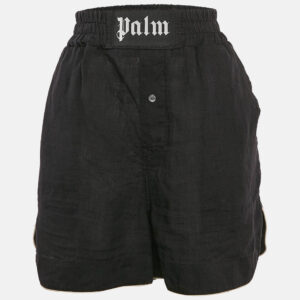 Palm Angels Black Linen Contrast Trimmed Shorts M