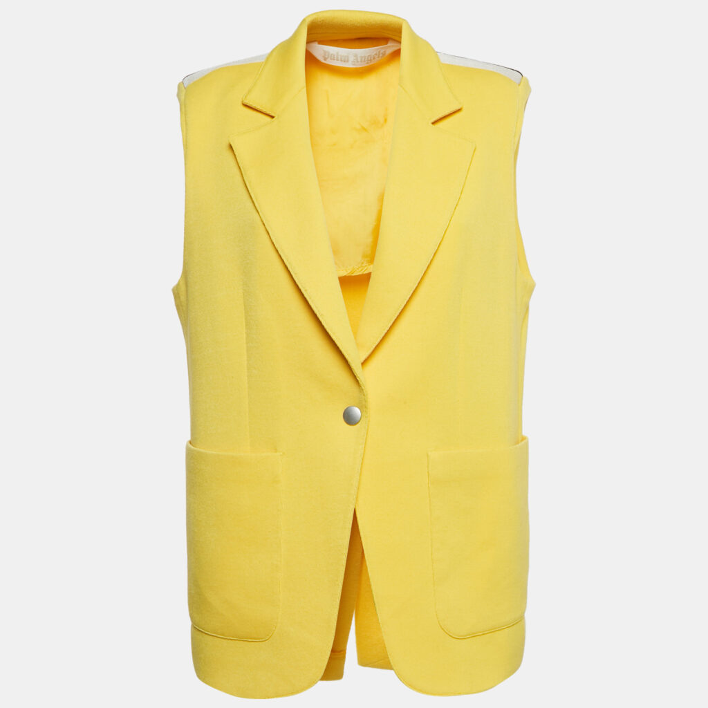 luxury-women-palm-angels-used-clothes-p1094140-001 Palm Angels Yellow Cotton Blend Knit Sleeveless Jacket M
