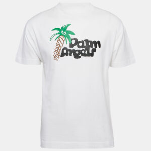 Palm Angels White Printed Jersey Crewneck T-Shirt S