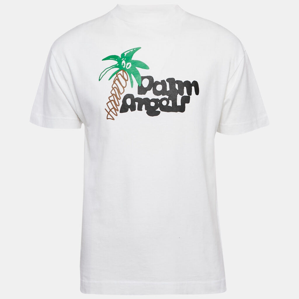 luxury-women-palm-angels-used-clothes-p1155137-002 Palm Angels White Printed Jersey Crewneck T-Shirt S