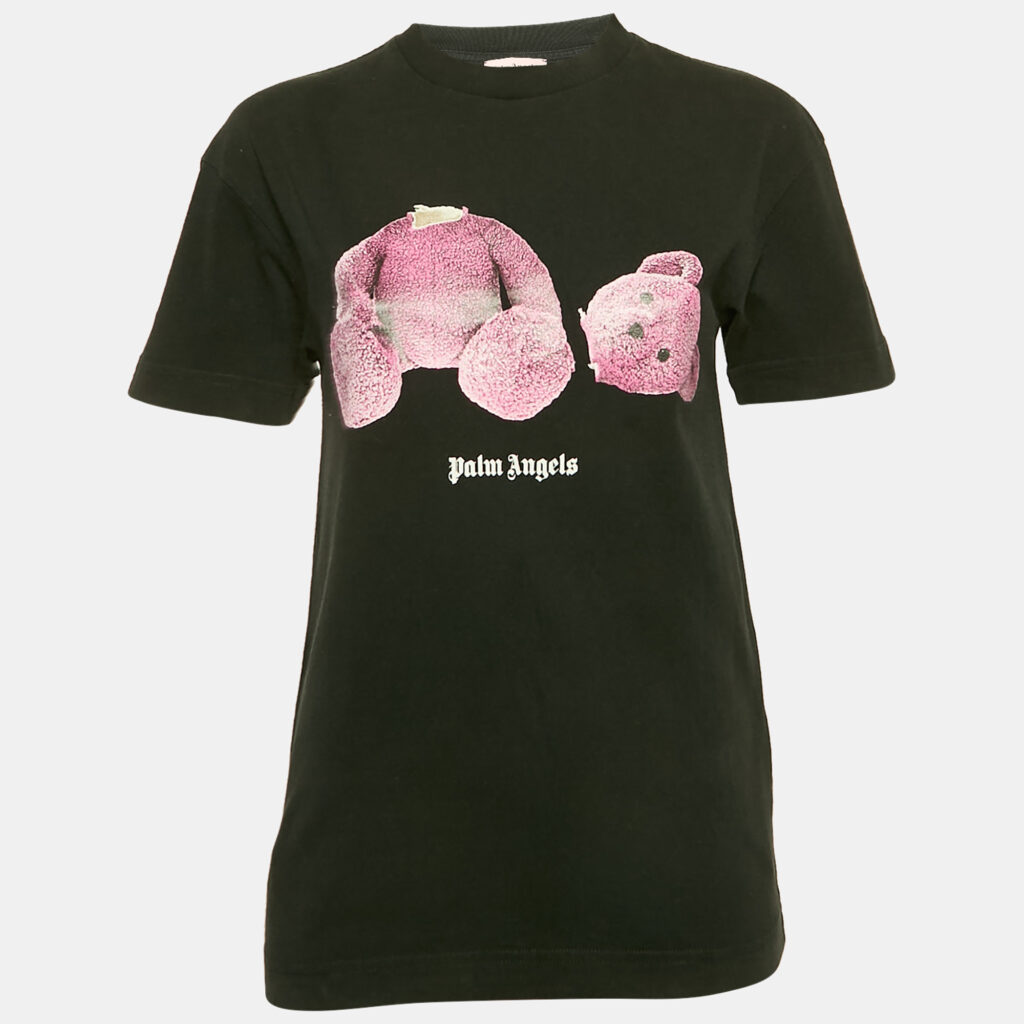 luxury-women-palm-angels-used-clothes-p1155399-003 Palm Angels Black Teddy Print Jersey T-Shirt XXS