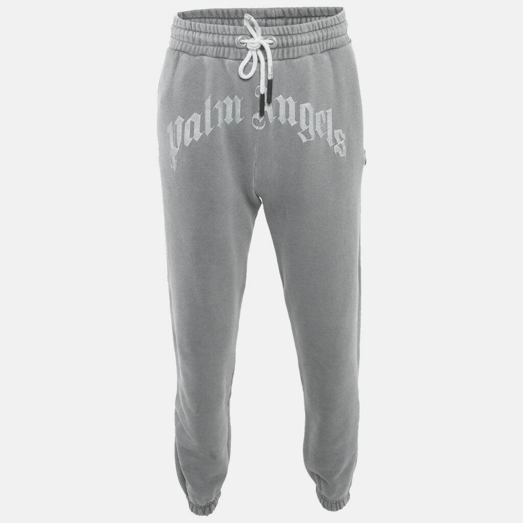 luxury-women-palm-angels-used-clothes-p1170619-004 Palm Angels Grey Logo Print Cotton Knit Joggers S