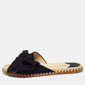 Paloma Barcel&oacute; Black Suede Geranio Knotted Flat Slides Size 37