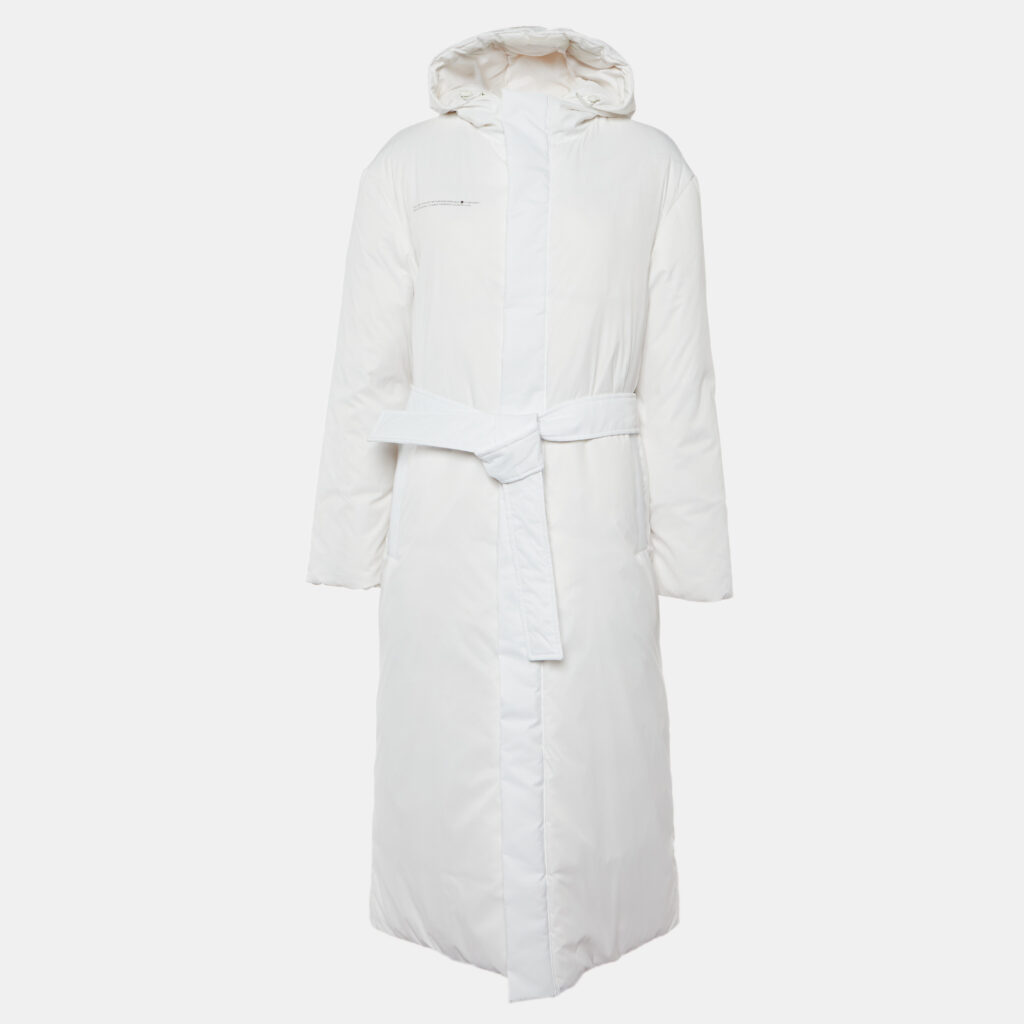 luxury-women-pangaia-used-clothes-p1116644-001 Pangaia White Nylon Flwrdwn Hooded Long Jacket M