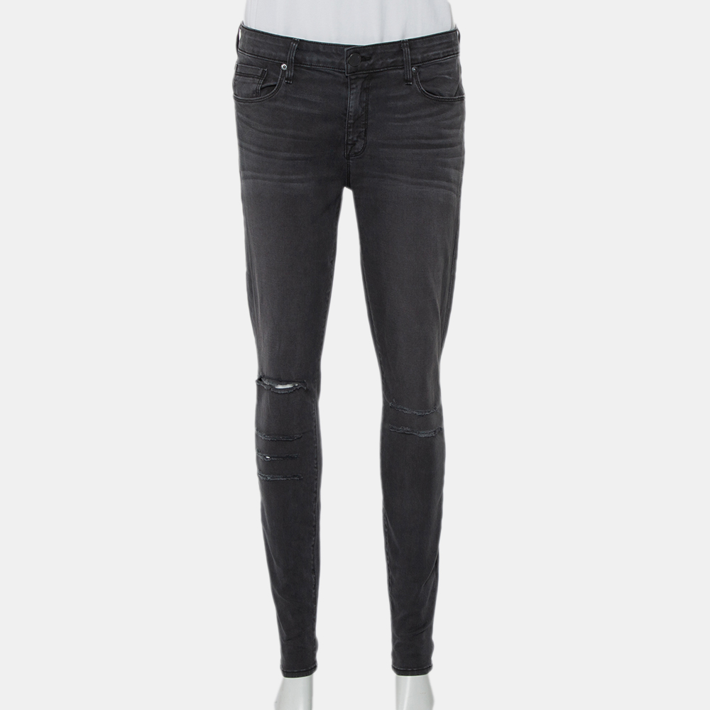 luxury-women-parker-smith-used-clothes-p437822-008 Parker Smith Dark Grey Denim Distressed Skinny Jeans M