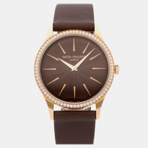 Patek Philippe Calatrava 4897R-001 Manual Winding Rose Gold Brown Dial Women's Wristwatch 33mm