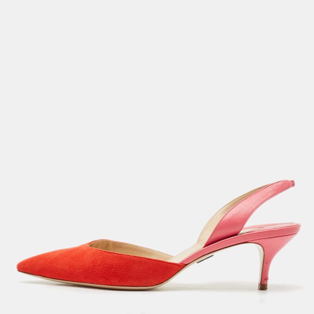 luxury-women-paul-andrew-used-shoes-p1166517-003 Paul Andrew Red Leather and Suede Rhea Slingback Pumps Size 41