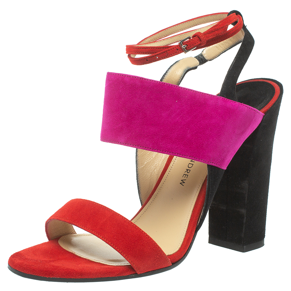 luxury-women-paul-andrew-used-shoes-p372523-004 Paul Andrew Tricolor Suede Xiamen Ankle Strap Sandals Size 37