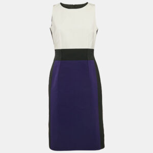 Paule Ka Multicolor Synthetic Color-Block Knee-Length Sleeveless Dress M