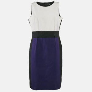 Paule Ka Multicolor Synthetic Color-Block Knee-Length Sleeveless Dress L