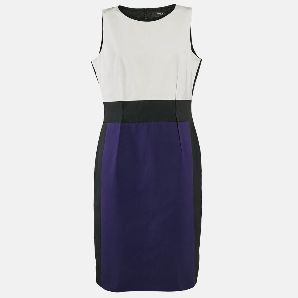 luxury-women-paule-ka-new-clothes-p1133838-001 Paule Ka Multicolor Synthetic Color-Block Knee-Length Sleeveless Dress L