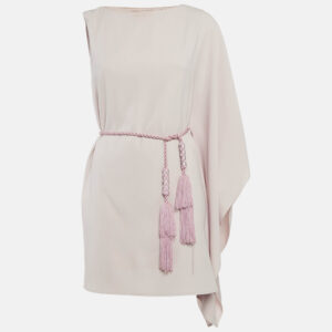 Paule Ka Pink Sateen Asymmetric Sleeve Mini Dress M