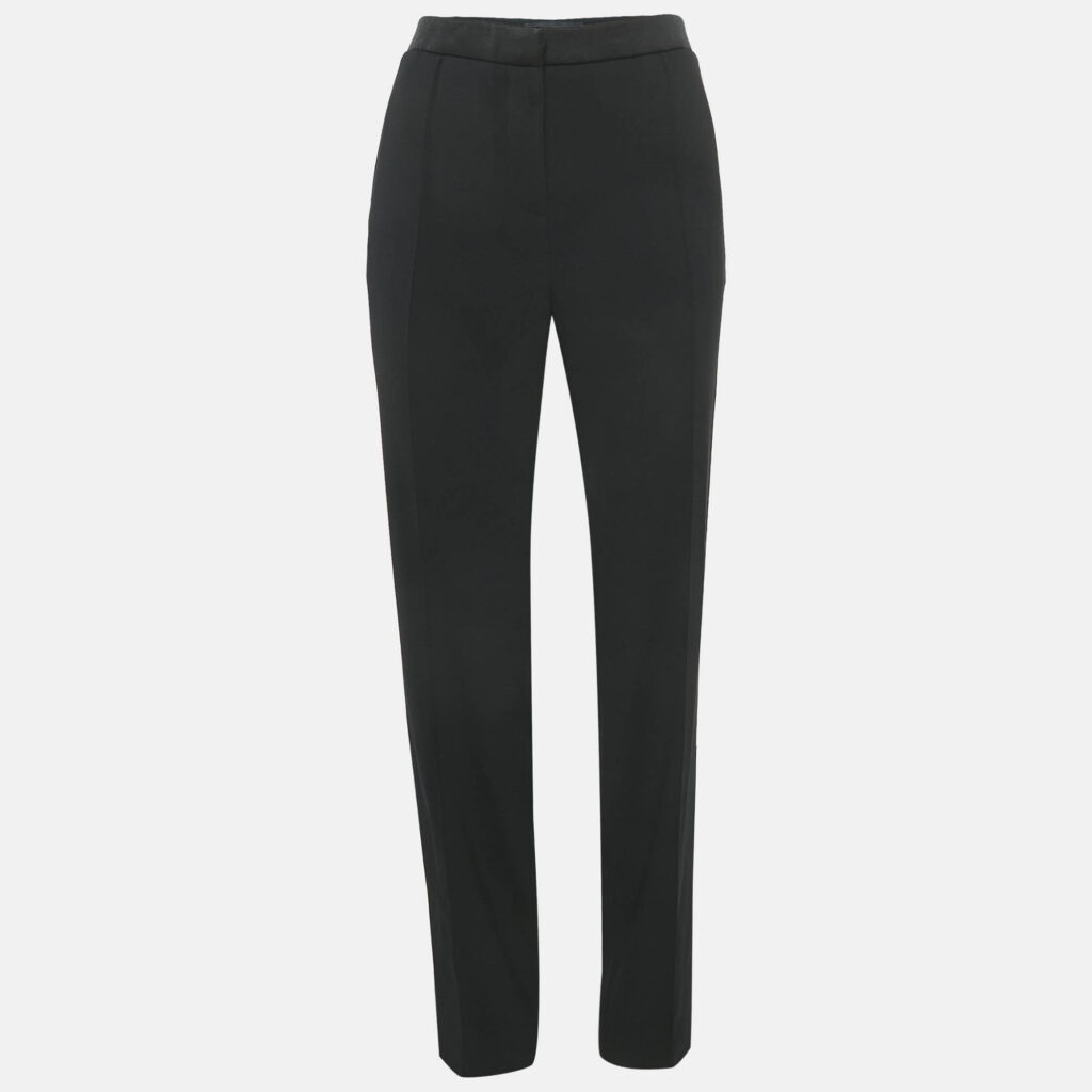 Paule Ka Black Crepe Straight Leg Trousers L