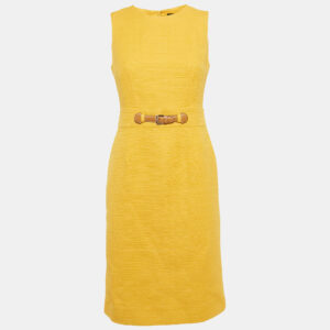 Paule Ka Yellow Cotton Sleeveless Midi Dress M