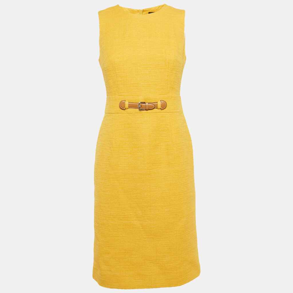 luxury-women-paule-ka-used-clothes-p1168165-004 Paule Ka Yellow Cotton Sleeveless Midi Dress M