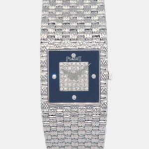 Piaget Black Diamond 18k White Gold Vintage 9131D23 Women's Wristwatch 23 mm