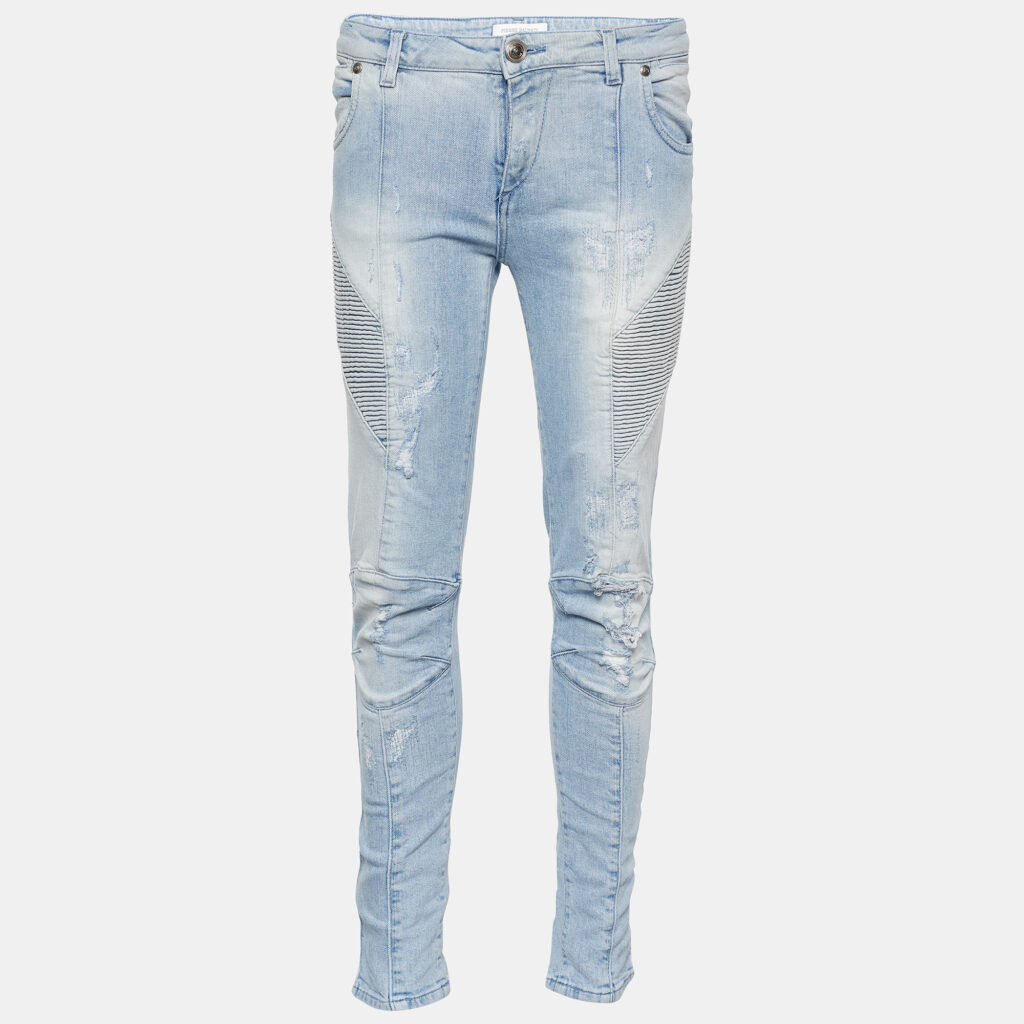Pierre Balmain Blue Denim Distressed Jeans M/Waist 28"