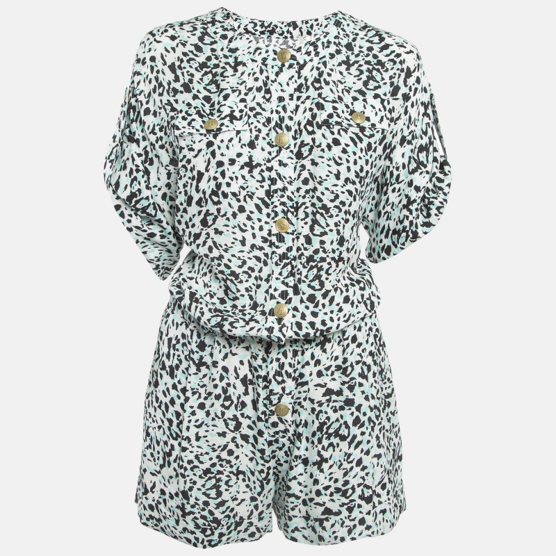 luxury-women-pierre-balmain-used-clothes-p984230-1716444034-001 Pierre Balmain White Multicolor Printed Silk Romper Jumpsuit S
