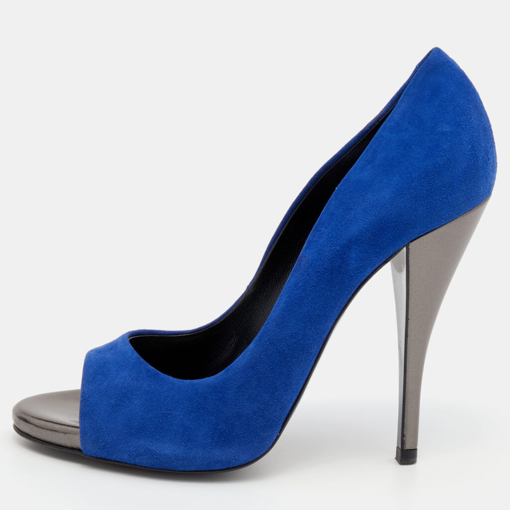 luxury-women-pierre-hardy-used-shoes-p653173-009-1 Pierre Hardy Blue Suede Open Toe Pumps Size 39