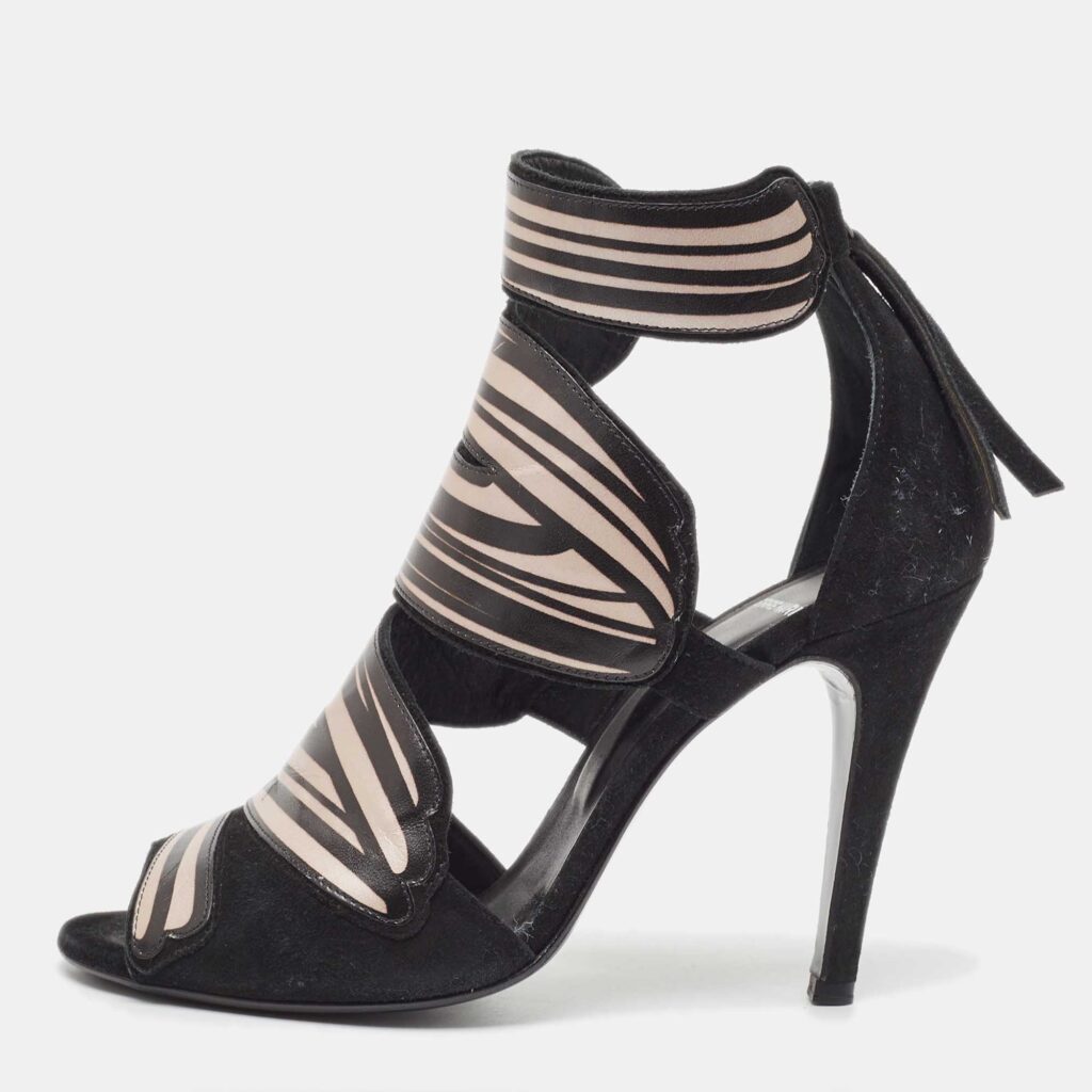 luxury-women-pierre-hardy-used-shoes-p933608-003 Pierre Hardy Black/Pink Leather and Suede Cut Out Sandals Size 37