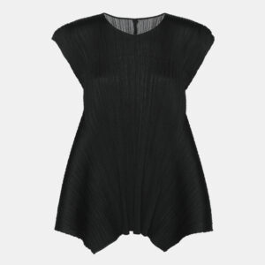 Pleats Please by Issey Miyake Black Plisse Sleeveless Top XL