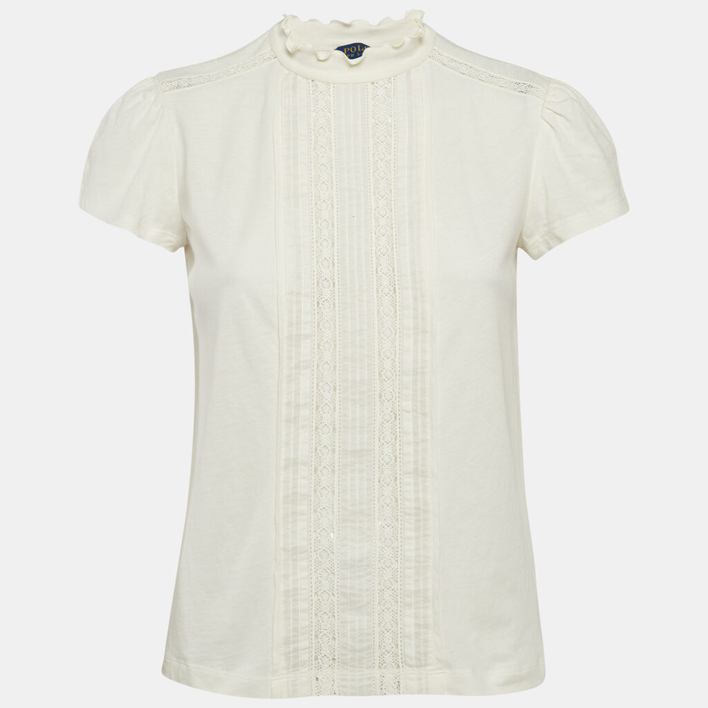 luxury-women-polo-ralph-lauren-new-clothes-p1044540-001 Polo Ralph Lauren Cream Lace Trim Jersey Ruffled Top S