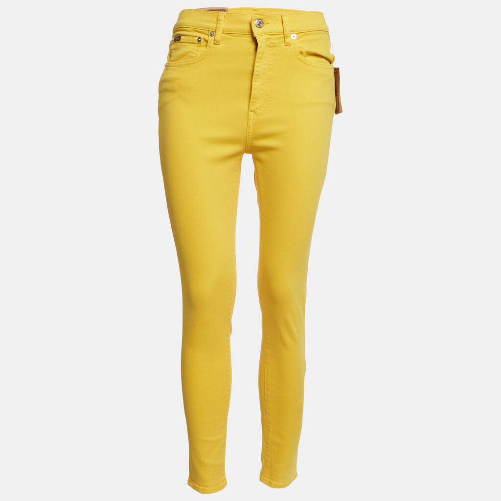 luxury-women-polo-ralph-lauren-new-clothes-p1128995-010 Polo Ralph Lauren Yellow Denim Tompkins Skinny Jeans M Waist 28"