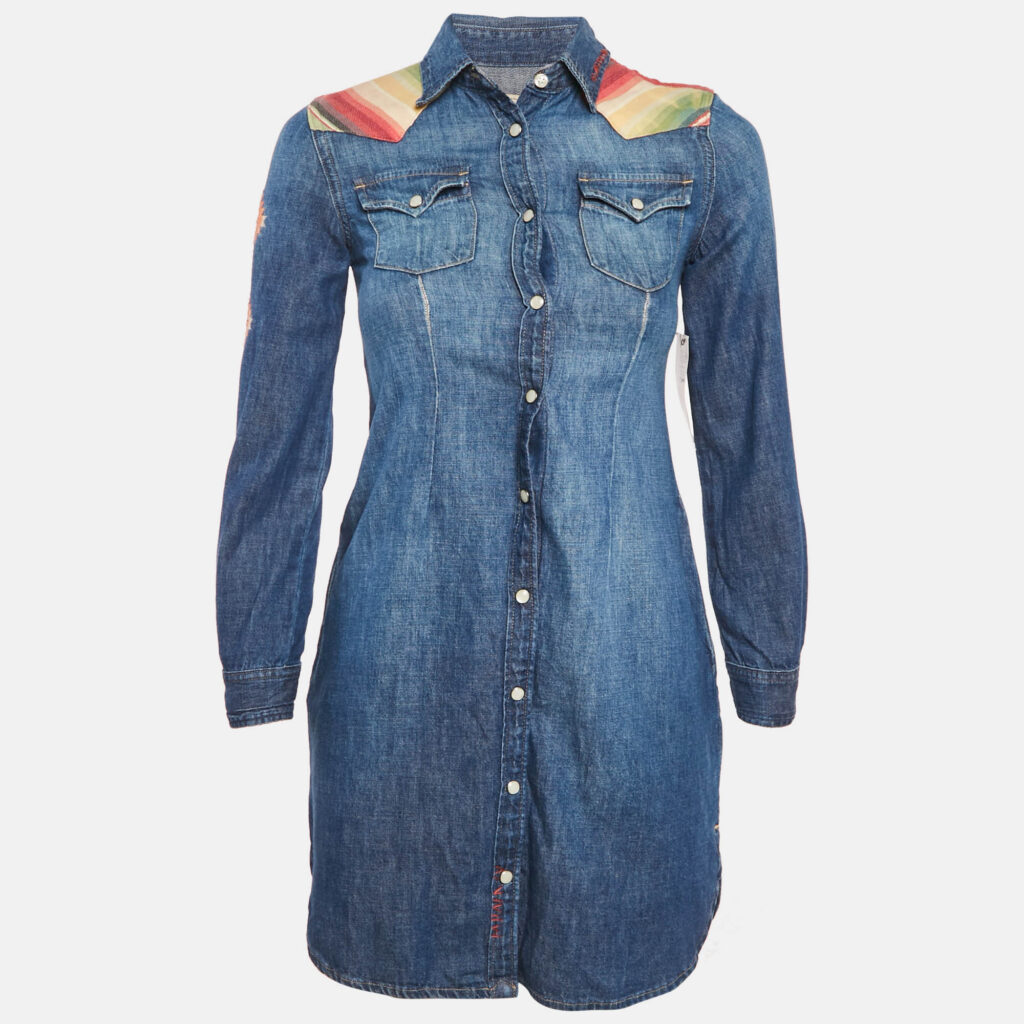 luxury-women-polo-ralph-lauren-new-clothes-p1129558-001 Polo Ralph Lauren Blue Embroidered Denim Shirt Dress XS