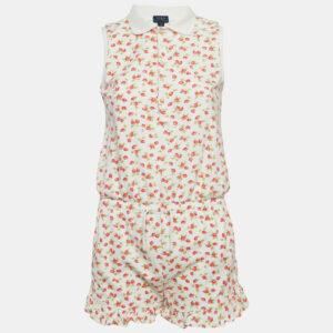 Polo Ralph Lauren White Strawberry Print Pique Cotton Playsuit XL