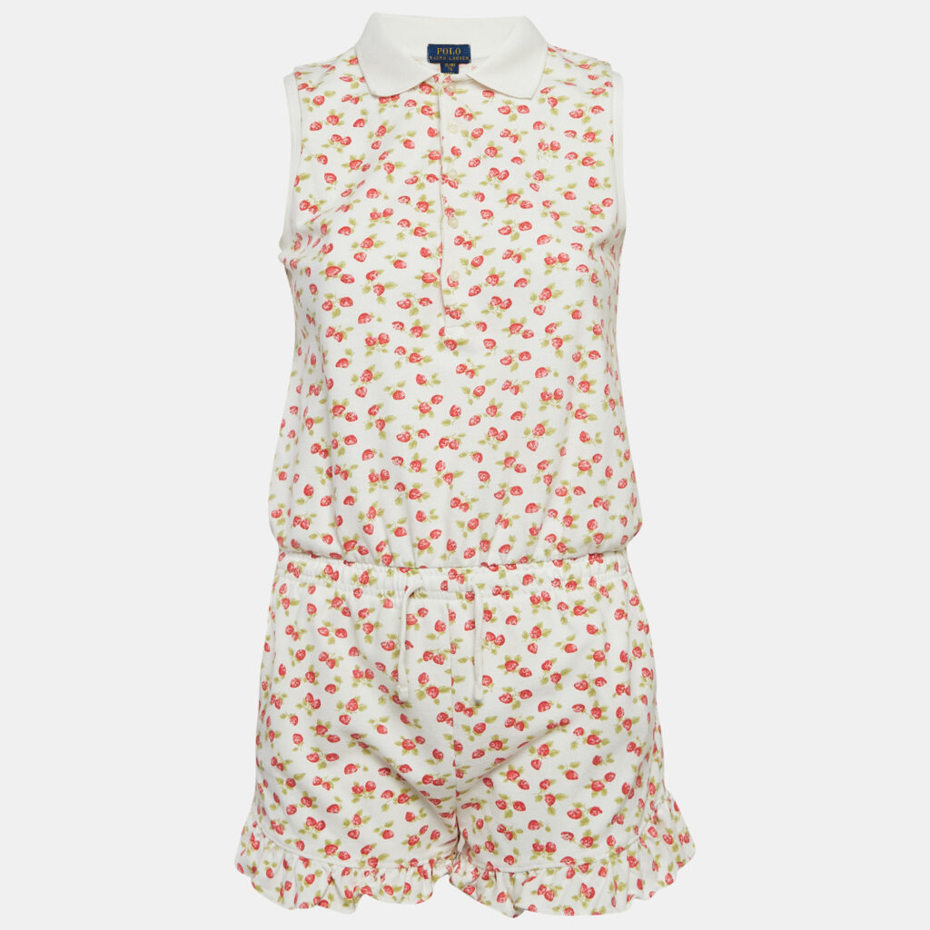 luxury-women-polo-ralph-lauren-used-clothes-p1044452-003 Polo Ralph Lauren White Strawberry Print Pique Cotton Playsuit XL