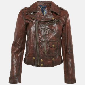 Polo Ralph Lauren Kids Brown Leather Zip-Up Jacket XL 18 Yrs