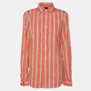 Polo Ralph Lauren Orange Stripe Cotton Long Sleeve Shirt L