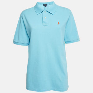 Polo Ralph Lauren Blue Logo Embroidered Cotton Polo T-Shirt XL