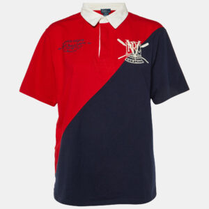 Polo Ralph Lauren Red/Navy Blue Cotton Polo T-Shirt XL