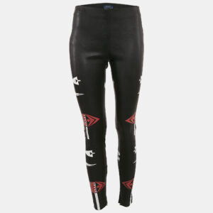 Polo Ralph Lauren Black Printed Leather Pants S