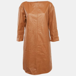 Polo Ralph Lauren Brown Leather Long Sleeve Short Dress M