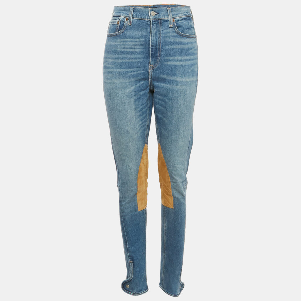 luxury-women-polo-ralph-lauren-used-clothes-p1169698-003 Polo Ralph Lauren Blue Logo Embroidered Denim Jodhpur Jeans M Waist 29"
