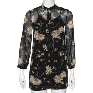 Polo Ralph Lauren Black Floral Printed Chiffon Tunic M