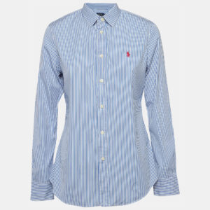 Polo Ralph Lauren Blue Pinstripe Cotton Custom Fit Shirt L
