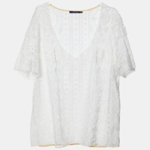 Polo Ralph Lauren White Lace V-Neck Blouse M