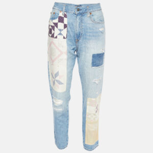 Polo Ralph Lauren Blue Patchwork Denim Avery Boyfriend Jeans S/Waist 32"