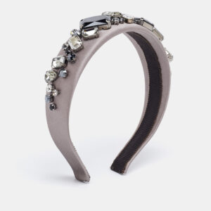 Prada Grey Crystal Embellished Satin Headband