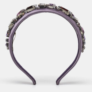 Prada Purple Satin Crystal Embellished Headband