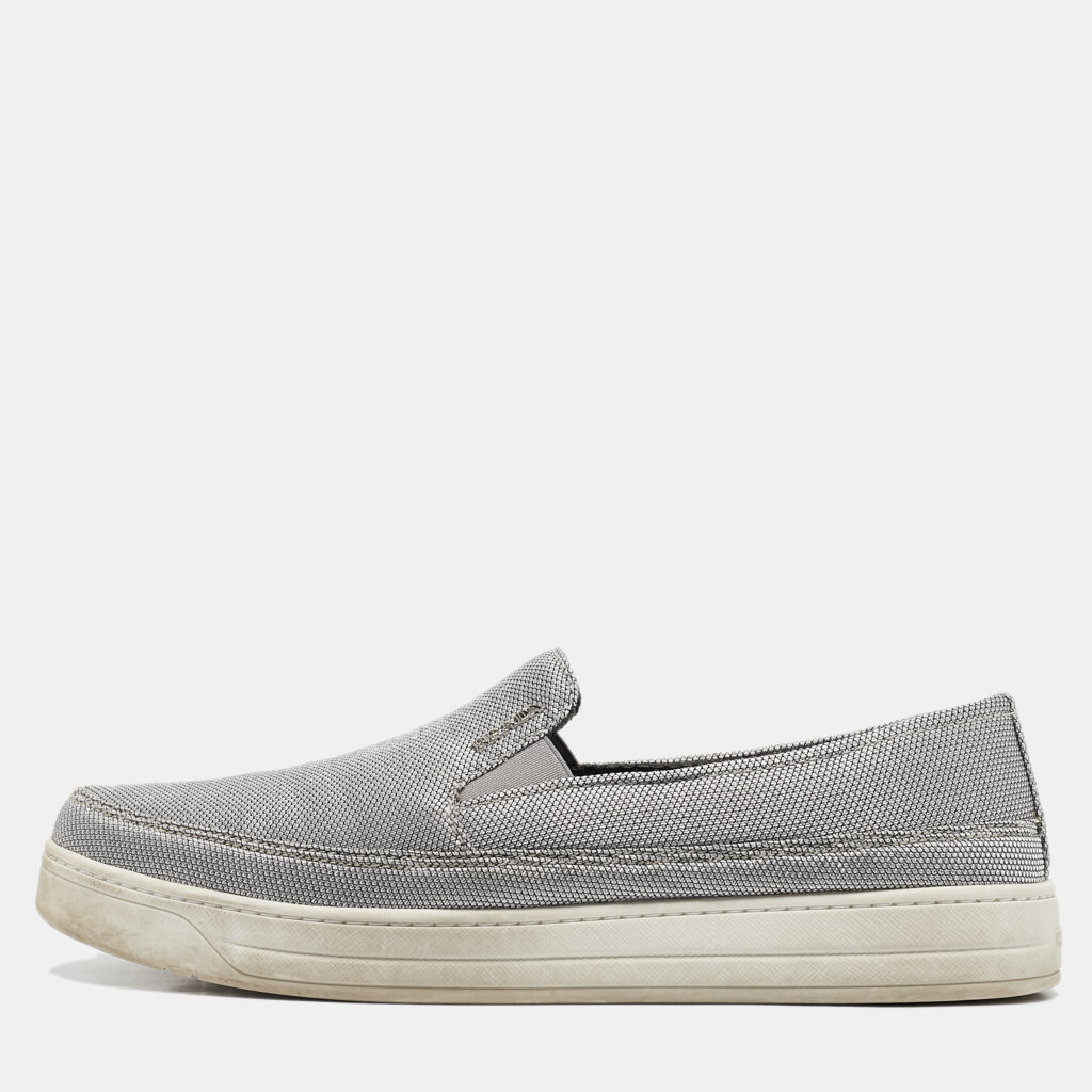 Prada Sport Silver Nylon Slip On Sneakers Size 39