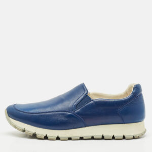Prada Sport Blue Leather Slip On Sneakers Size 39.5