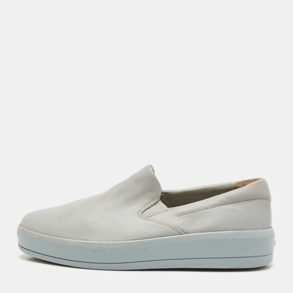 Prada Sport Grey Leather Slip On Sneakers Size 36.5