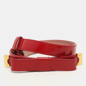 Prada Red Patent Leather Bow Waist Belt 80CM