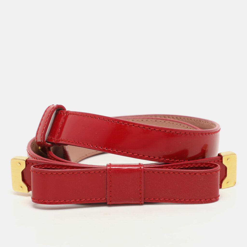 luxury-women-prada-used-accessories-p1145697-003 Prada Red Patent Leather Bow Waist Belt 80CM