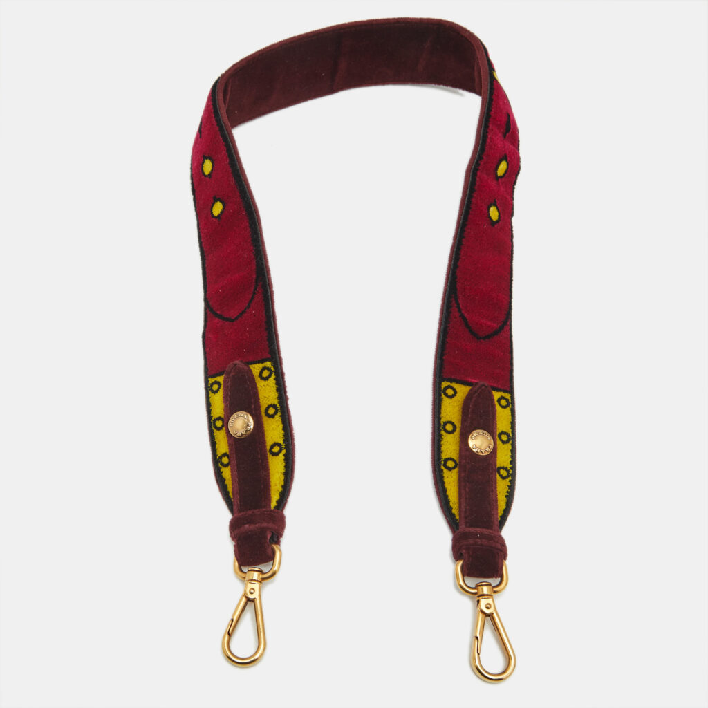 luxury-women-prada-used-accessories-p1166723-002 Prada Magenta Velvet Patterned Velour Shoulder Bag Strap