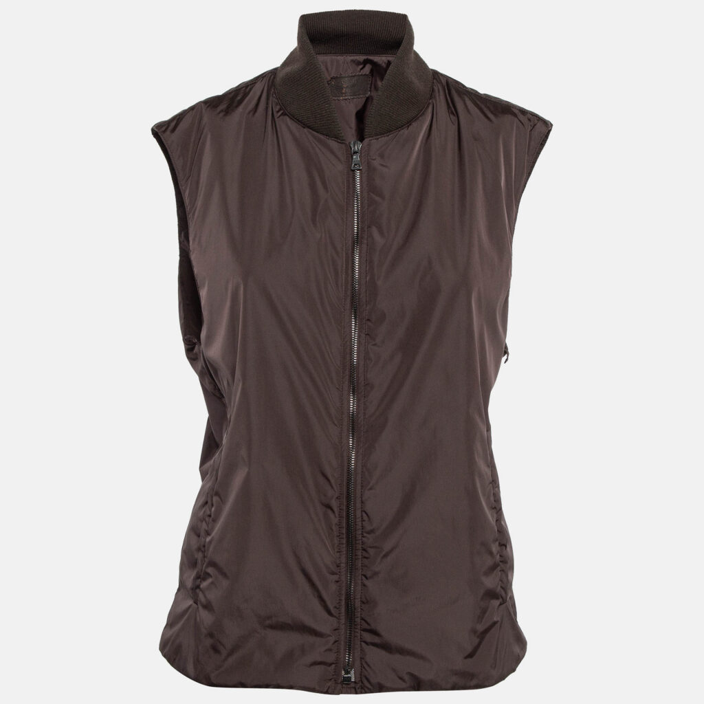 luxury-women-prada-used-clothes-p1010593-001 Prada Brown Nylon Puffer Vest XL